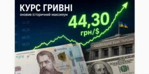 Курс гривні оновив історичний максимум 44,30 грн за долар біля НБУ
