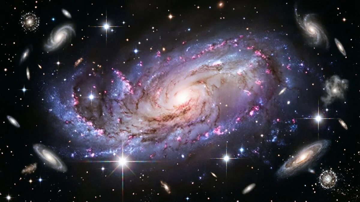 Галактика NGC 1052-DF9 без темної матерії серед зірок і туманностей