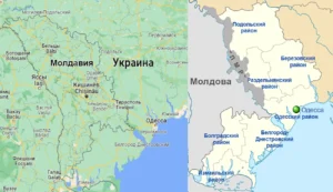 Карта Молдови та України з виділеним Придністровям і Тирасполем