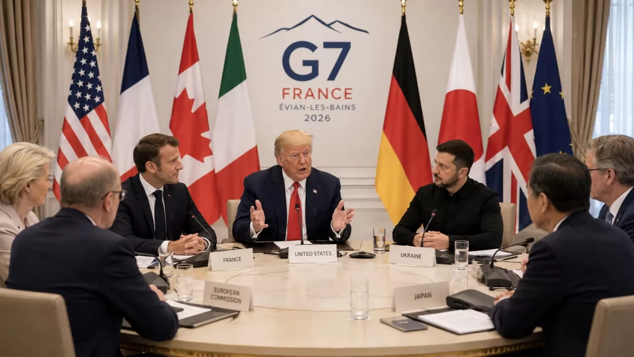 Дональд Трамп і Володимир Зеленський на засіданні G7 у Франції