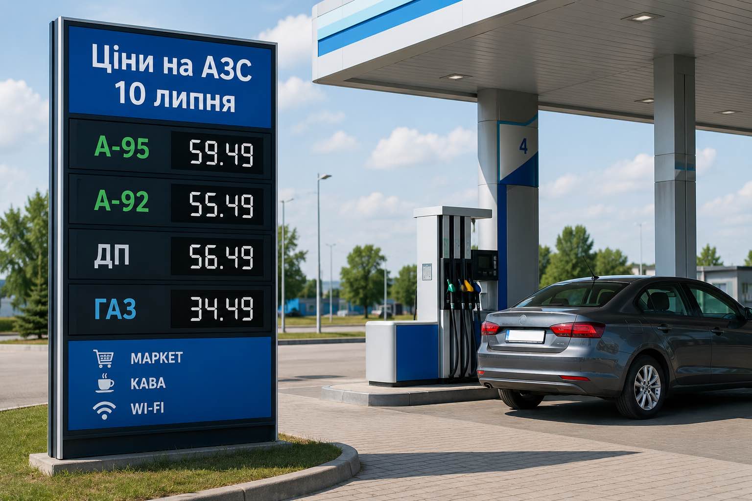 Ціни на АЗС 10 липня: А-95, А-92, дизель та газ на стелі заправки