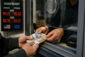 Обмін доларів і євро за курсами в обміннику 13 липня