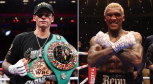 Раян Гарсія з поясами WBC та Конор Бенн перед боєм у Лас-Вегасі