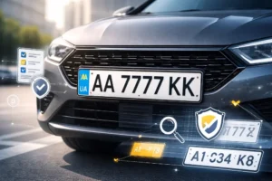 Автомобіль з номерним знаком AA 7777 KK та елементами онлайн-вибору комбінацій