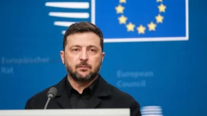 Володимир Зеленський виступає на засіданні Європейської ради в Брюсселі