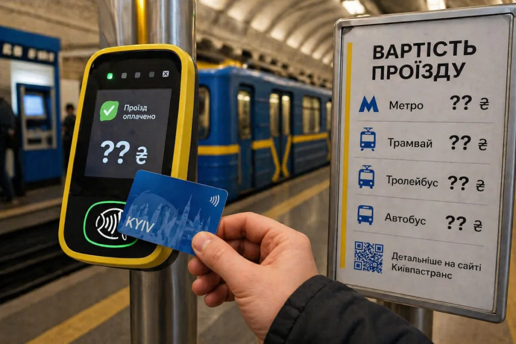 Оплата проїзду карткою Київ Цифровий на терміналі метро за новим тарифом
