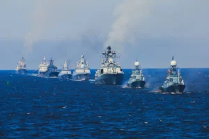 Военные корабли Китая и России во время учений Морское взаимодействие-2026 в Желтом море