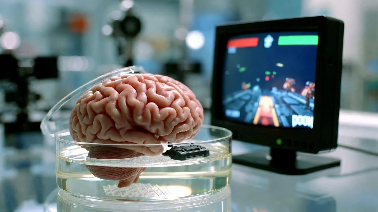 Нейрони мозку з чипом Cortical Labs грають у Doom на моніторі