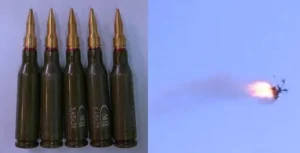 Патрони 5.45x39 та дрон, уражений боєприпасом Многоточие