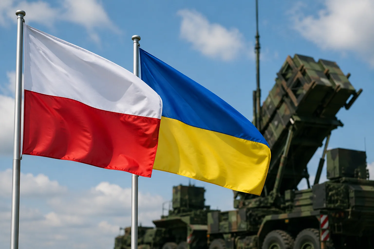 Прапори Польщі та України перед системою Patriot для України
