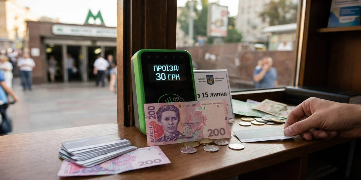 Термінал оплати проїзду 30 грн у метро Києва з гривнями
