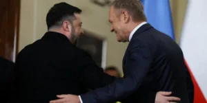 Володимир Зеленський та Дональд Туск під час зустрічі щодо діалогу України й Польщі